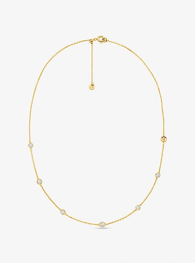 Michael Kors Precious Metal-plated Sterling Silver Cubic Zirconia Necklace In Gold