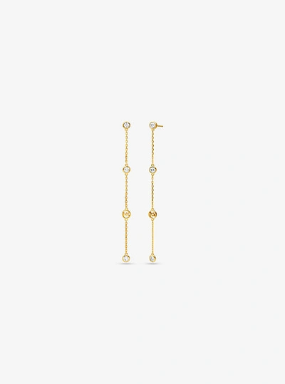 Shop Michael Kors Precious Metal-plated Sterling Silver Cubic Zirconia Drop Earrings In Gold