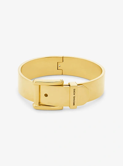 Shop Michael Kors Colby Large Precious Metal-plated Brass Bangle In Gold