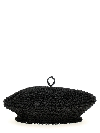 Shop Borsalino Basque Raffia Hats Black