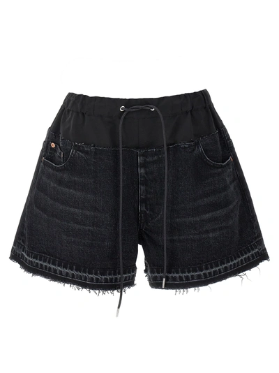 Shop Sacai Denim Shorts Bermuda, Short Black