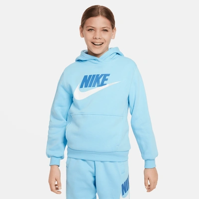 Shop Nike Boys  Nsw Club Hbr Fleece Hoodie In Blue/white