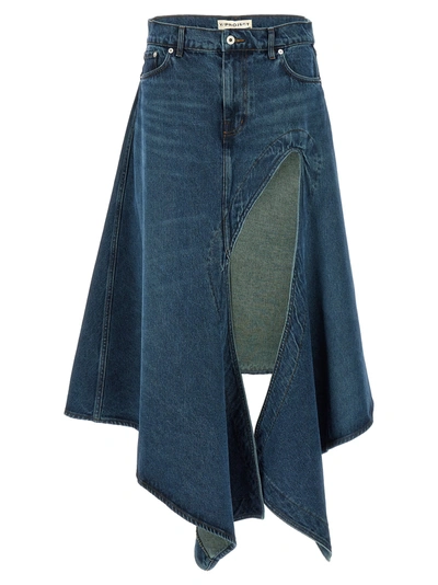 Shop Y/project Evergreen Cut Out Denim Skirts Blue