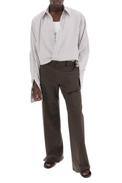 Dolce & Gabbana 'oversized Striped Poplin Shirt In White,brown