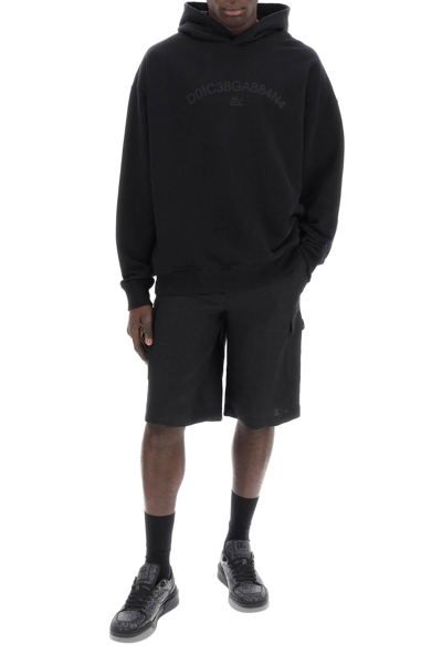 Shop Dolce & Gabbana Hooded Sweatshirt With Logo Print In Black