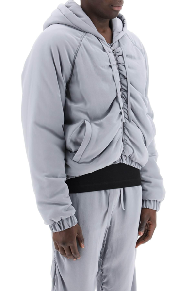 Shop Dolce & Gabbana Cropped Satin Crepe Bomber Jacket In Grey