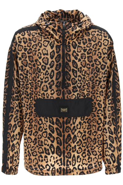 Shop Dolce & Gabbana "leopard Print Nylon Anor In Black,beige