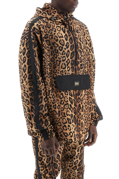 Shop Dolce & Gabbana "leopard Print Nylon Anor In Black,beige