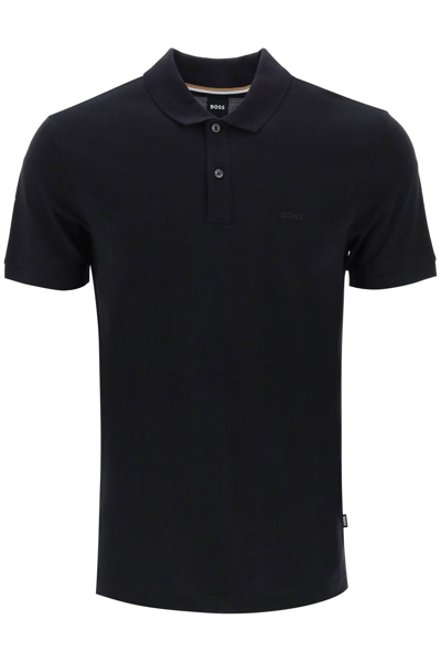 Shop Hugo Boss Organic Cotton Pallas Polo Shirt In Black