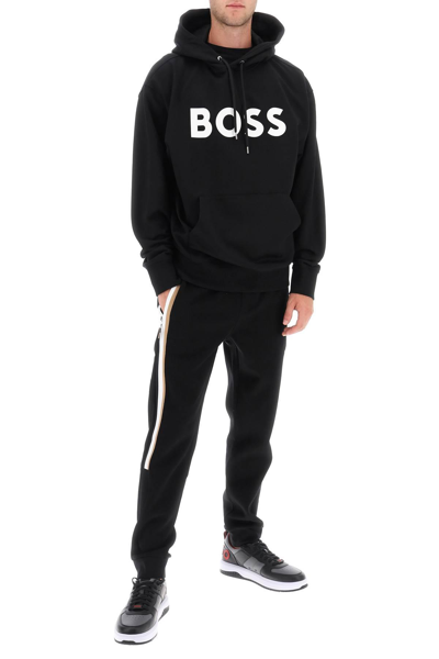 Shop Hugo Boss Sullivan Logo Hoodie In Black