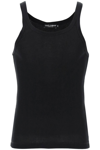 Shop Dolce & Gabbana "ribbed Slim Shoulder Tank Top In Black