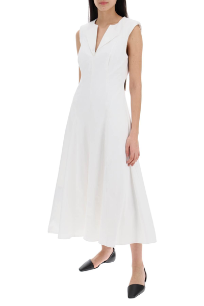 Shop Roland Mouret Cotton Poplin Midi Dress In In White