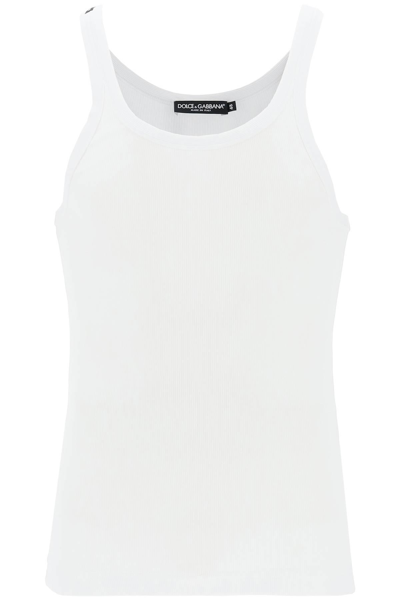 Shop Dolce & Gabbana "ribbed Slim Shoulder Tank Top In White