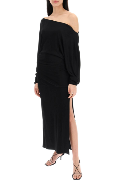 Shop Khaite Off-shoulder Maxi Dress In Black