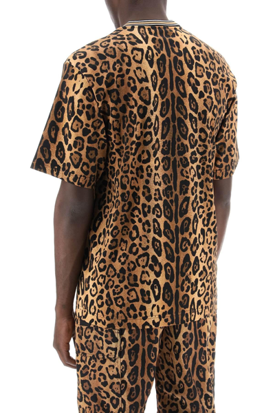 Shop Dolce & Gabbana Leopard Print T-shirt With In Beige,black
