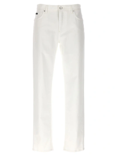 Shop Dolce & Gabbana Logo Plaque Jeans White
