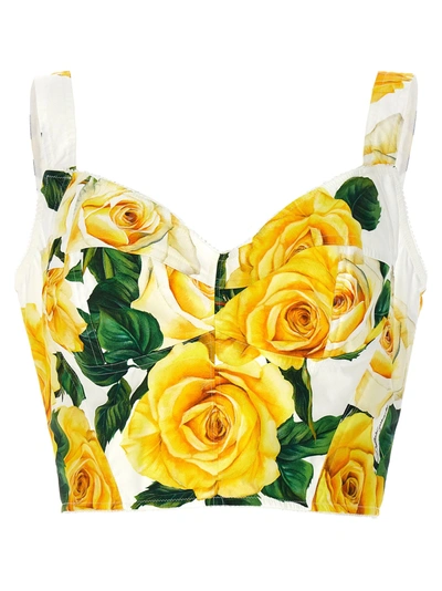 Shop Dolce & Gabbana Rose Gialle Tops Yellow