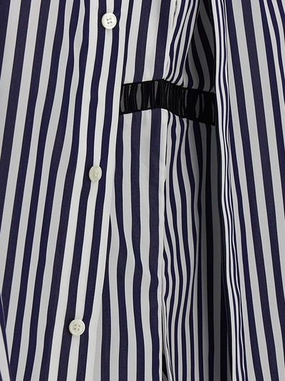 Shop Sacai Striped Shirt With Overlap Shirt, Blouse Blue