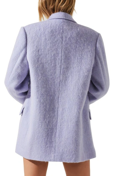 Shop Astr Kindra Brushed Notch Lapel Coat In Periwinkle