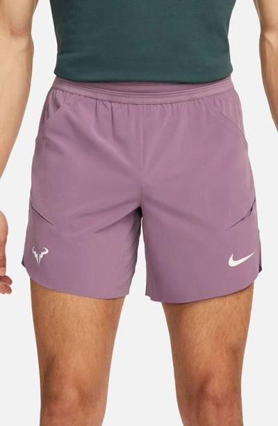 Shop Nike Dri-fit Adv Rafa Tennis Shorts In Violet Dust/ Green Glow