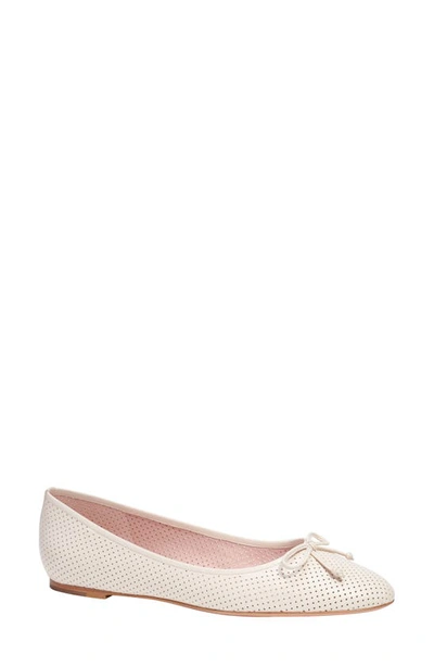 Kate Spade Veronica Bow Perforated Ballerina Flats In Parchment.