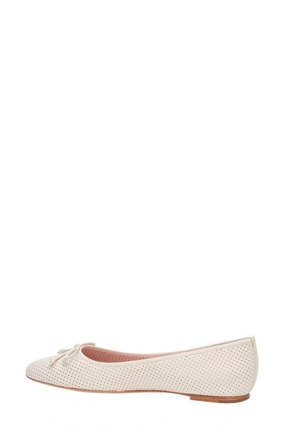 Kate Spade Veronica Bow Perforated Ballerina Flats In Parchment.