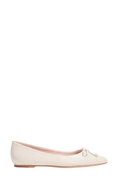 Kate Spade Veronica Bow Perforated Ballerina Flats In Parchment.