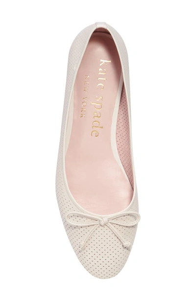 Kate Spade Veronica Bow Perforated Ballerina Flats In Parchment.