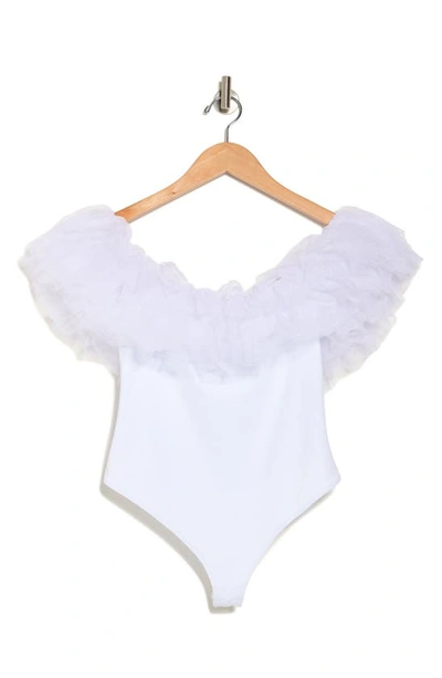Shop Free People Big Love Tulle Accent Sleeveless Bodysuit In White