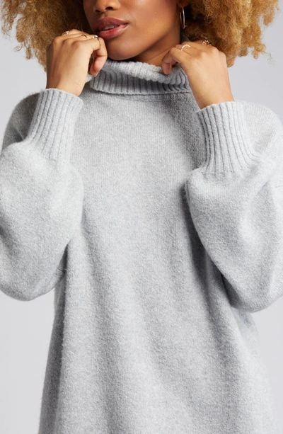 Shop Bp. Oversize Turtleneck Sweater In Grey Heather