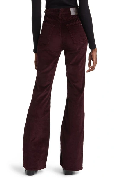 Rag & Bone Casey Corduroy High Rise Flared Pants In Burgundy