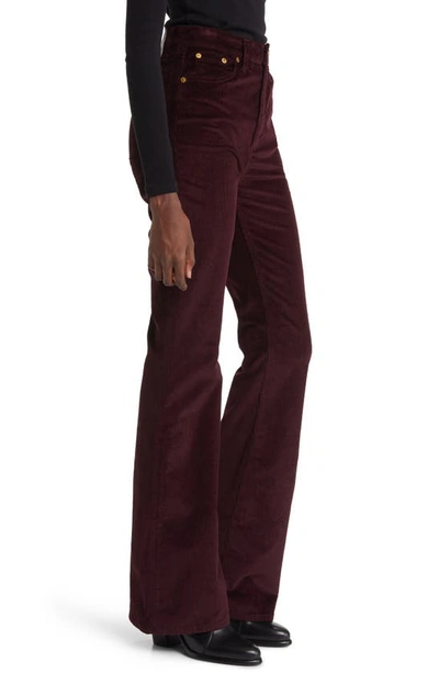 Rag & Bone Casey Corduroy High Rise Flared Pants In Burgundy