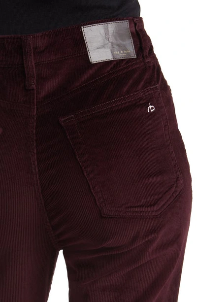 Rag & Bone Casey Corduroy High Rise Flared Pants In Burgundy