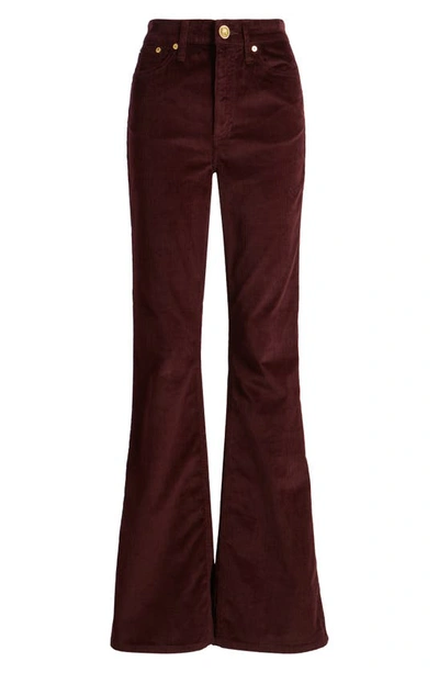 Rag & Bone Casey Corduroy High Rise Flared Pants In Burgundy