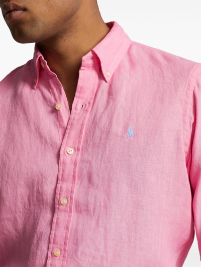 Shop Polo Ralph Lauren Slim Fit Sport Shirt In Pink & Purple