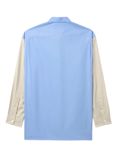 Shop Comme Des Garçons Homme Deux Striped Shirt With Patch In Blue
