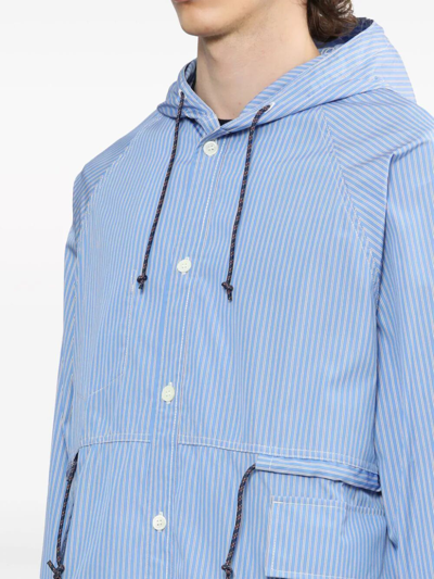 Shop Comme Des Garçons Homme Deux Hooded Shirt Jacket In Blue