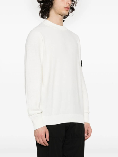 Shop Stone Island Round Neck Sweater In White