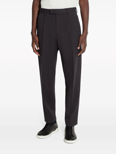 Shop Zegna Cotton And Wool Pants In Brown
