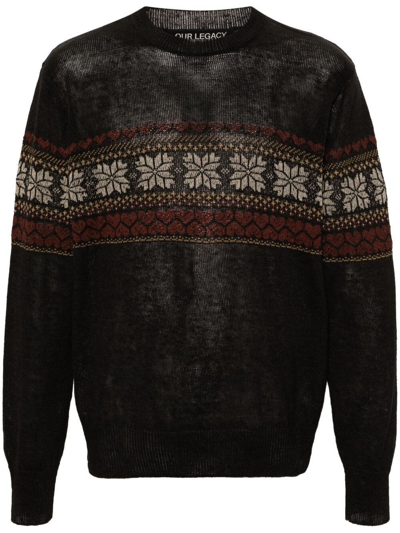Our Legacy Base Crewneck Sweater Roundneck Patterned In Pink & Purple