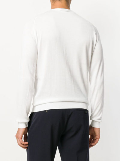 Shop John Smedley Hatfield Crew Neck Long Sleeves Pullover In White