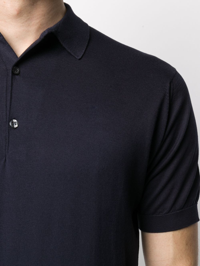 Shop John Smedley Adrian Short Sleeves Shirt In Blue