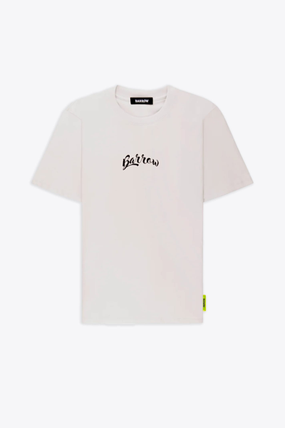 Shop Barrow Jersey T-shirt Unisex Off White T-shirt With Front Italic Logo And Back Graphic Print In Crema