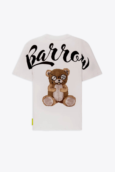 Shop Barrow Jersey T-shirt Unisex Off White T-shirt With Front Italic Logo And Back Graphic Print In Crema