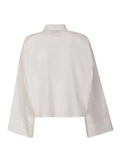 Shop Yohji Yamamoto Tie-collar Cropped Plain Shirt In Off White