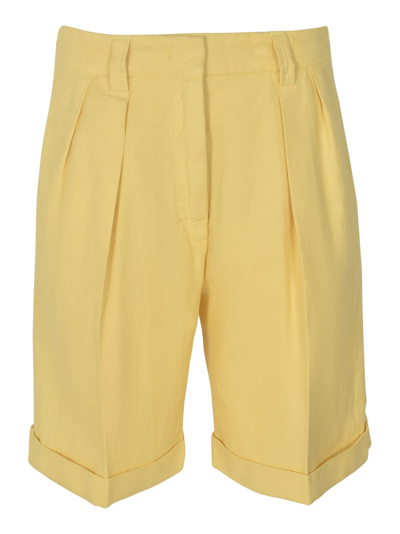 Shop Aspesi Pleat Effect Plain Trouser Shorts In Zenzero