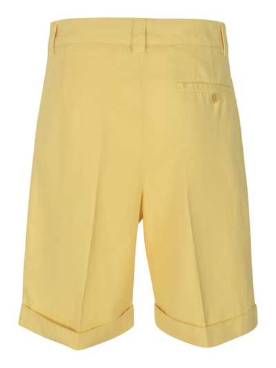 Shop Aspesi Pleat Effect Plain Trouser Shorts In Zenzero