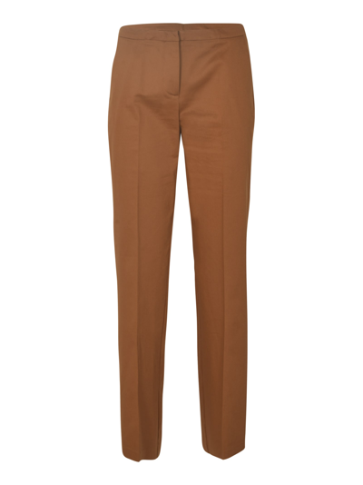 Shop Kiltie High-waist Regular Plain Trousers In Noisette