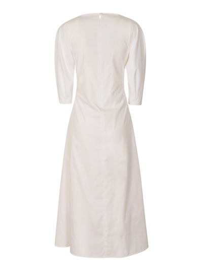 Shop Yohji Yamamoto Belted Waist Rear Zip Flare Dress In Off White
