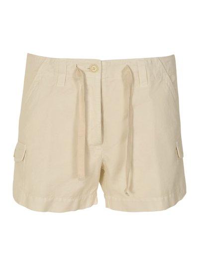 Shop Aspesi Drawstring Waist Side Pockets Shorts In Natural